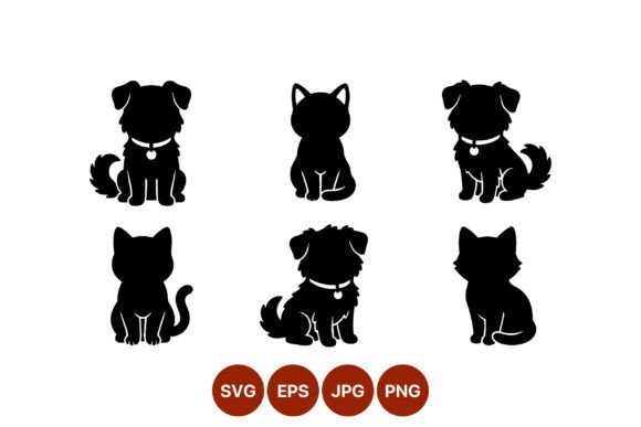 Black Dog and Cat Silhouettes Vector Review