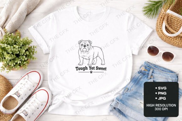 Bulldog Tough Yet Sweet Dog Tee Design