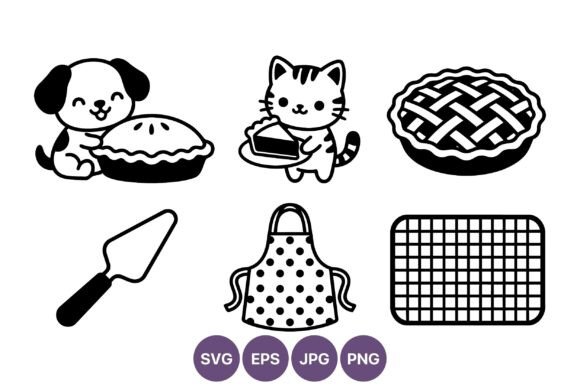Cat Dog Pie Baking Icons Embroidery Review