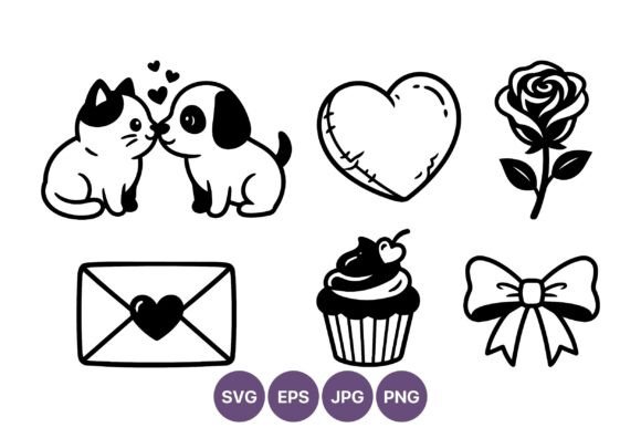 Cute Cat and Dog Kissing with Heart