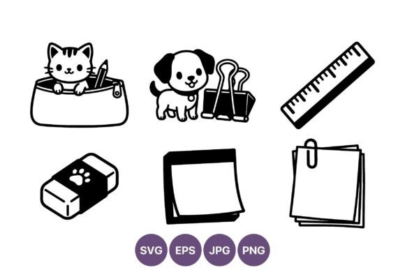 Cute Cat with Pencil and Dog with Paper Embroidery Review