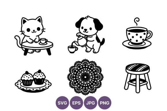 Cute Cat with Teacup and Dog Pouring Tea Review