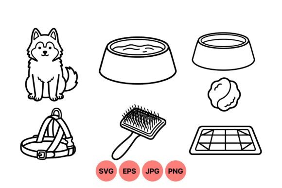 Cute Husky Dog Care Icons Review