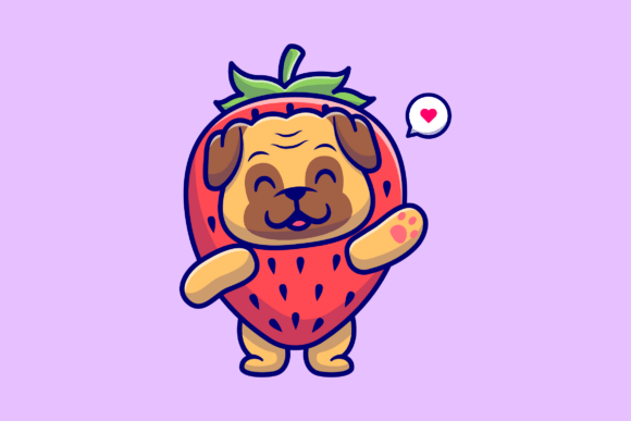 Cute Pug Dog Strawberry Cartoon Review