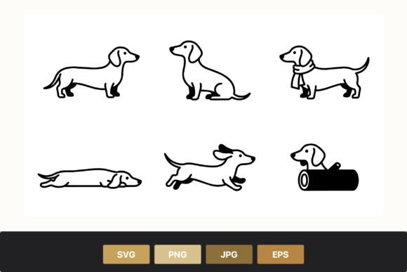 Dachshund Dog Icons Various Poses Review