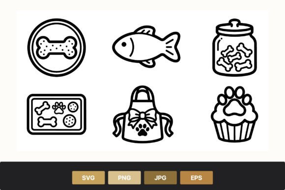 Dog Bone Fish Paw Apron Cookie Icons