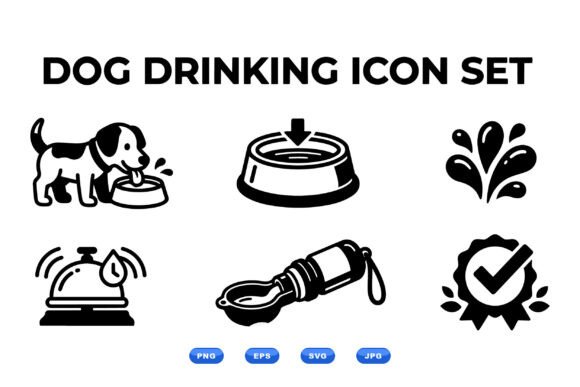 Dog Drinking Icon Collection Review