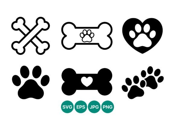 Dog Paw Bones Simple Icon Set Review