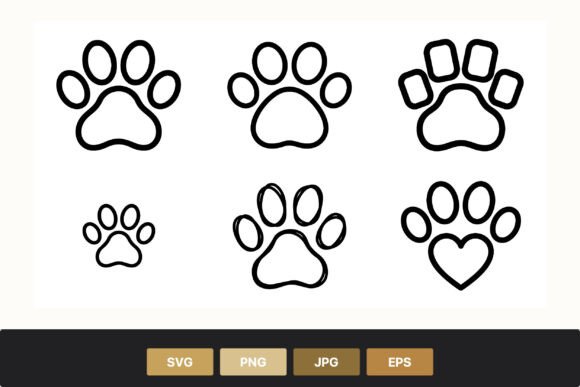 Dog Paw Prints Outline Review for Embroidery Projects