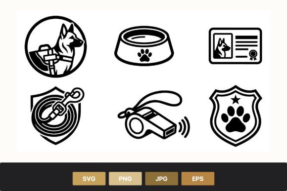 Dog Service Badge and Whistle Icon Set Review