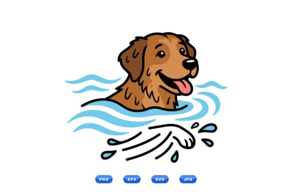 Happy Swimming Dog Illustration Review