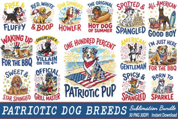 Patriotic Summer Dog Sublimation PNG