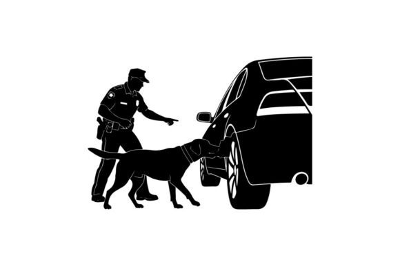 Police Officer with K9 Dog Embroidery Design