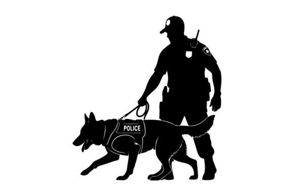 Police Officer with K9 Dog Patrol Vector Review