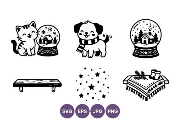 Winter Snow Globe Cat Dog Vector Art Review
